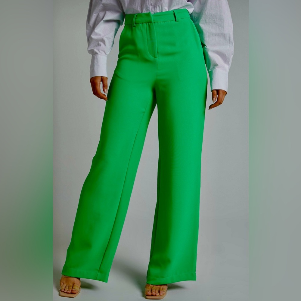 SHOWPO Bonnie Tailored Green High-Waisted Wide Leg Pants
